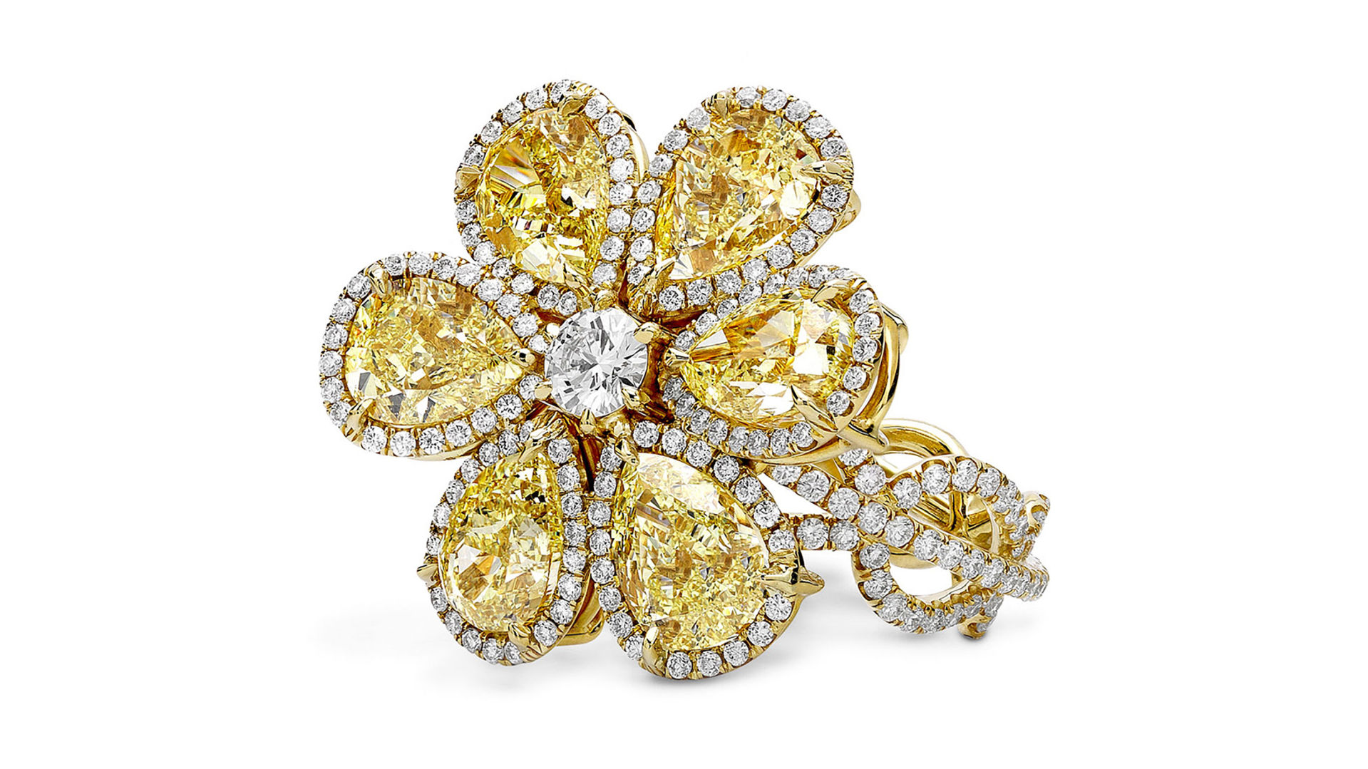 Rahaminov Diamonds' 18K gold flower ring